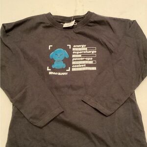 Zara Charcoal Long Sleeve Tee with Blue Graphic